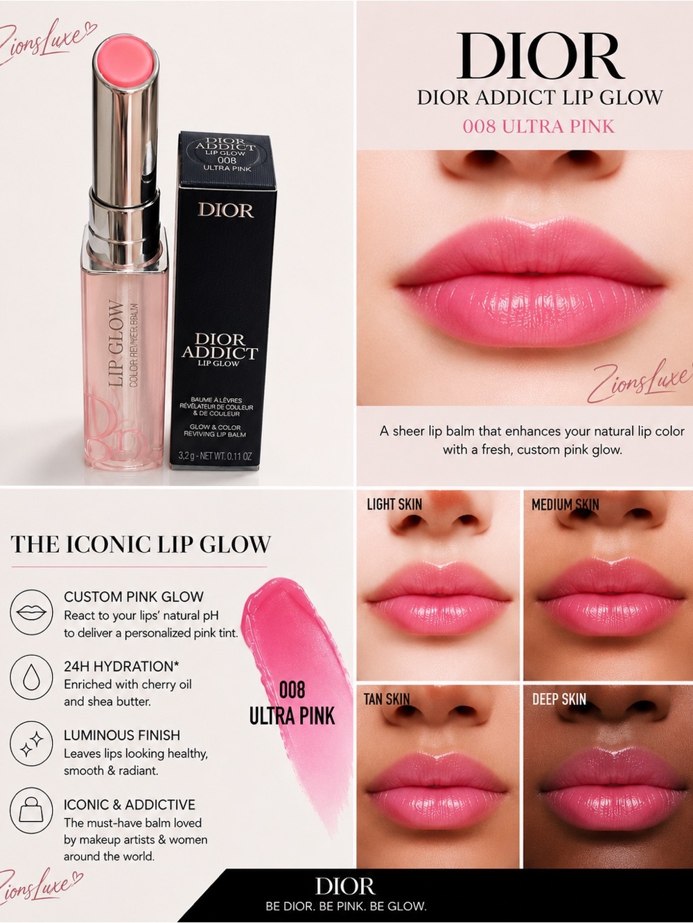 Dior Addict Lip Glow 008 Ultra Pink Color Reviver Balm
